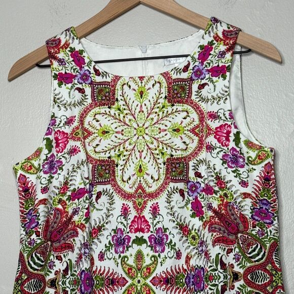 London Times Womens Sheath Dress 10 Pink Floral Green Sleeveless Event Spring - Picture 5 of 7